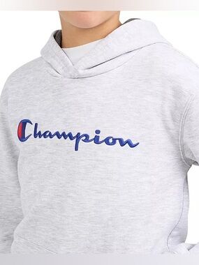 Children’s Light Gray Champion Hoodie Embroidered Logo